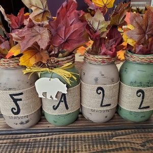 Farmhouse Rustic Fall Mason Jar Set